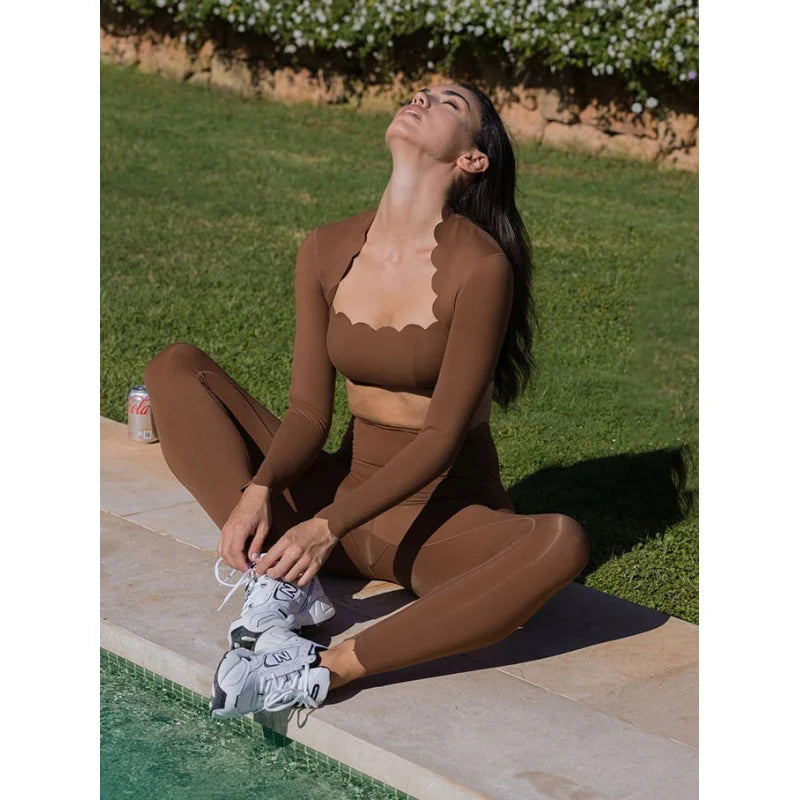 Black Square Neck Tight Workout Tights Pants