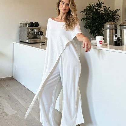 Ivory Grace Co-ord| Off-Shoulder Minimalist Two-Piece
