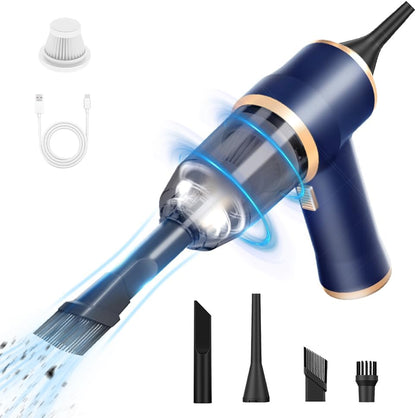 Caedrea 2-in-1 Mini Car Vacuum Cleaner & Air Duster – Portable Cordless Handheld Cleaner with Multi Nozzles, Powerful Suction for Car, Home & Office