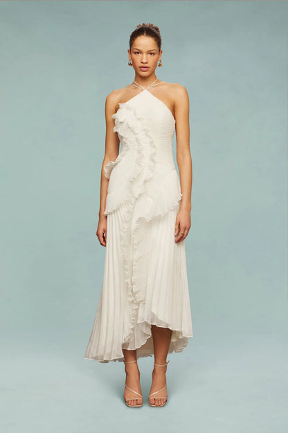 Lavi™ – Sculpted pleats – One-shoulder midi dress