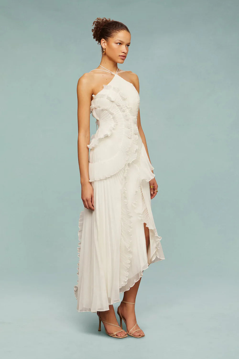Lavi™ – Sculpted pleats – One-shoulder midi dress
