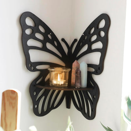 Artilady Crystal Shelf Display - 2 Pcs Lotus Buddha Floating Shelves for Wall Corner Floating Shelves for Crystals and Stone Display Bedroom Home Decor Aesthetic Witchy Gift for Women