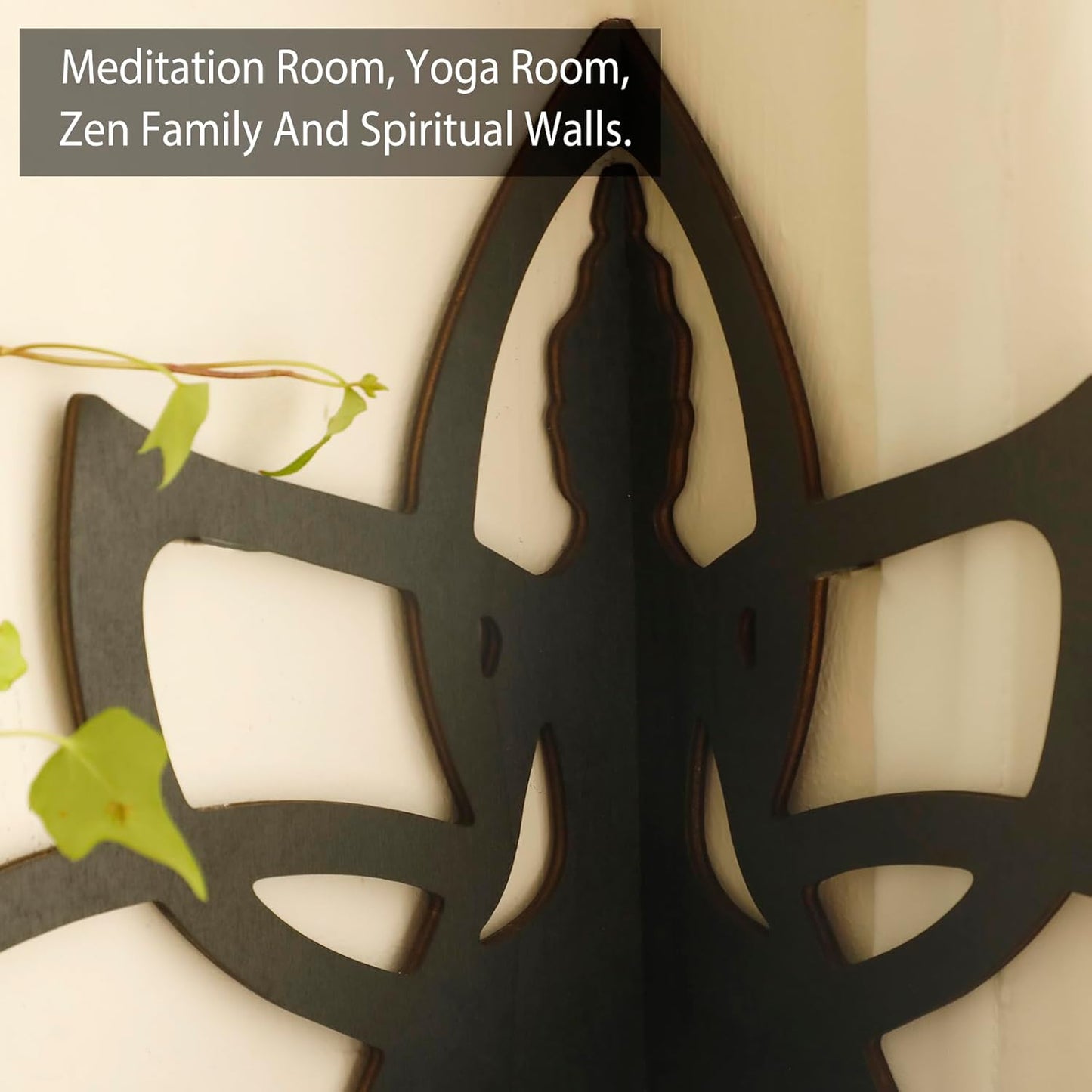 Artilady Crystal Shelf Display - 2 Pcs Lotus Buddha Floating Shelves for Wall Corner Floating Shelves for Crystals and Stone Display Bedroom Home Decor Aesthetic Witchy Gift for Women