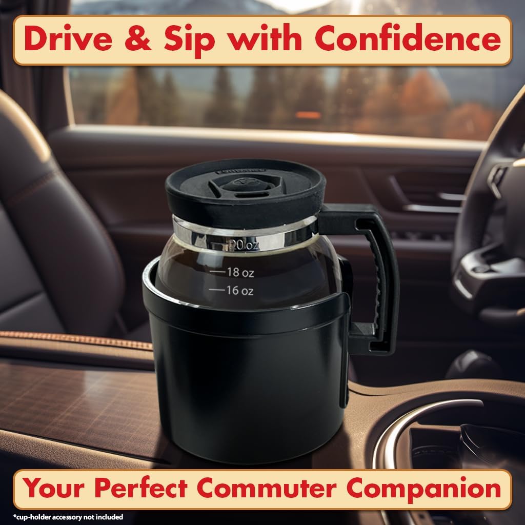 Caedrea Diner-Style 20 oz Borosilicate Glass Coffee Pot Mug – Spill-Proof Silicone Lid, Retro Gag Gift for Coffee Lovers