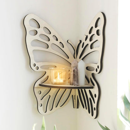 Artilady Crystal Shelf Display - 2 Pcs Lotus Buddha Floating Shelves for Wall Corner Floating Shelves for Crystals and Stone Display Bedroom Home Decor Aesthetic Witchy Gift for Women