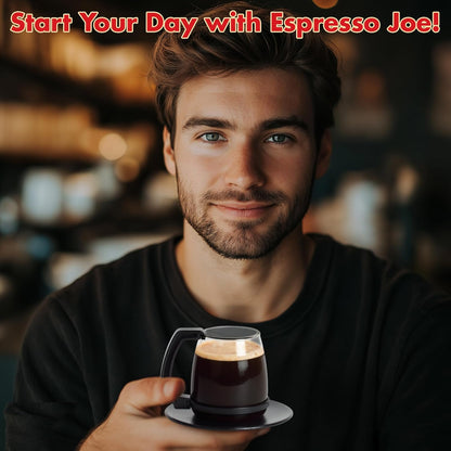 Caedrea Diner-Style 20 oz Borosilicate Glass Coffee Pot Mug – Spill-Proof Silicone Lid, Retro Gag Gift for Coffee Lovers