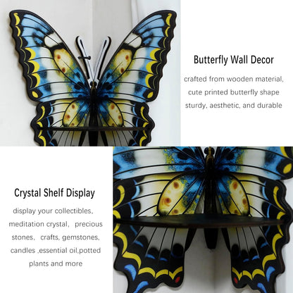 Artilady Crystal Shelf Display - 2 Pcs Lotus Buddha Floating Shelves for Wall Corner Floating Shelves for Crystals and Stone Display Bedroom Home Decor Aesthetic Witchy Gift for Women