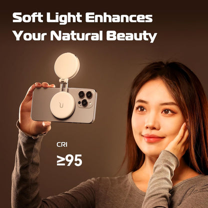 Caedrea Magnetic Selfie Light – LED Ring Light with MagSafe, Adjustable Brightness, Clip & Sticky Ring Included, Perfect for Selfies, TikTok & Video Calls