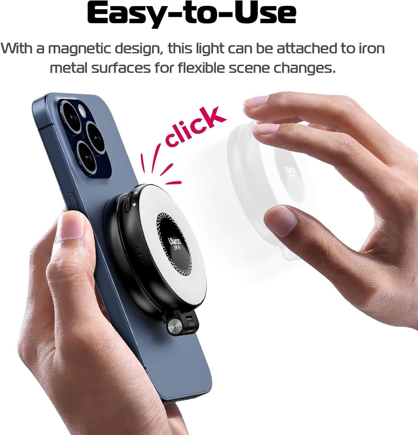 Caedrea Magnetic Selfie Light – LED Ring Light with MagSafe, Adjustable Brightness, Clip & Sticky Ring Included, Perfect for Selfies, TikTok & Video Calls