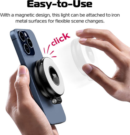 Caedrea Magnetic Selfie Light – LED Ring Light with MagSafe, Adjustable Brightness, Clip & Sticky Ring Included, Perfect for Selfies, TikTok & Video Calls