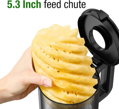 Caedrea Cold Press Juicer Machine – 5.3" Wide Feed Chute, High Juice Yield, Easy to Clean, BPA-Free