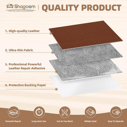 Caedrea Leather Repair Patch – 17x79" Self-Adhesive Waterproof Vinyl Patch for Couch, Furniture, Car Seats & Cabinets, Durable DIY Fix