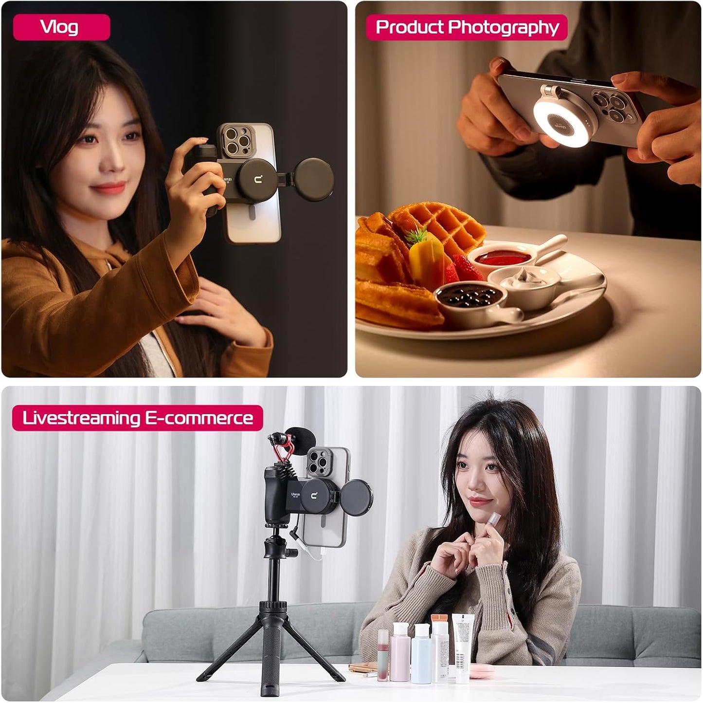 Caedrea Magnetic Selfie Light – LED Ring Light with MagSafe, Adjustable Brightness, Clip & Sticky Ring Included, Perfect for Selfies, TikTok & Video Calls