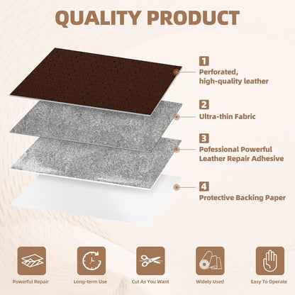 Caedrea Leather Repair Patch – 17x79" Self-Adhesive Waterproof Vinyl Patch for Couch, Furniture, Car Seats & Cabinets, Durable DIY Fix