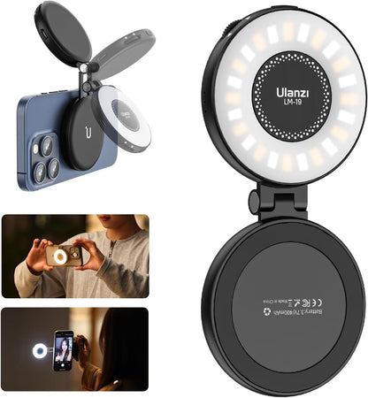 Caedrea Magnetic Selfie Light – LED Ring Light with MagSafe, Adjustable Brightness, Clip & Sticky Ring Included, Perfect for Selfies, TikTok & Video Calls