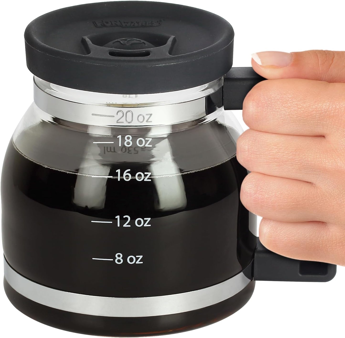 Caedrea Diner-Style 20 oz Borosilicate Glass Coffee Pot Mug – Spill-Proof Silicone Lid, Retro Gag Gift for Coffee Lovers