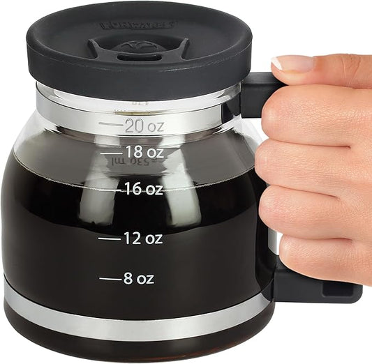 Caedrea Diner-Style 20 oz Borosilicate Glass Coffee Pot Mug – Spill-Proof Silicone Lid, Retro Gag Gift for Coffee Lovers