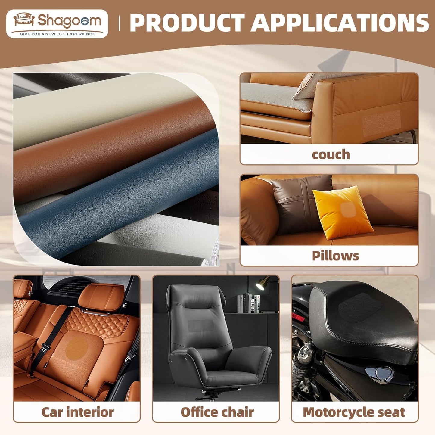 Caedrea Leather Repair Patch – 17x79" Self-Adhesive Waterproof Vinyl Patch for Couch, Furniture, Car Seats & Cabinets, Durable DIY Fix