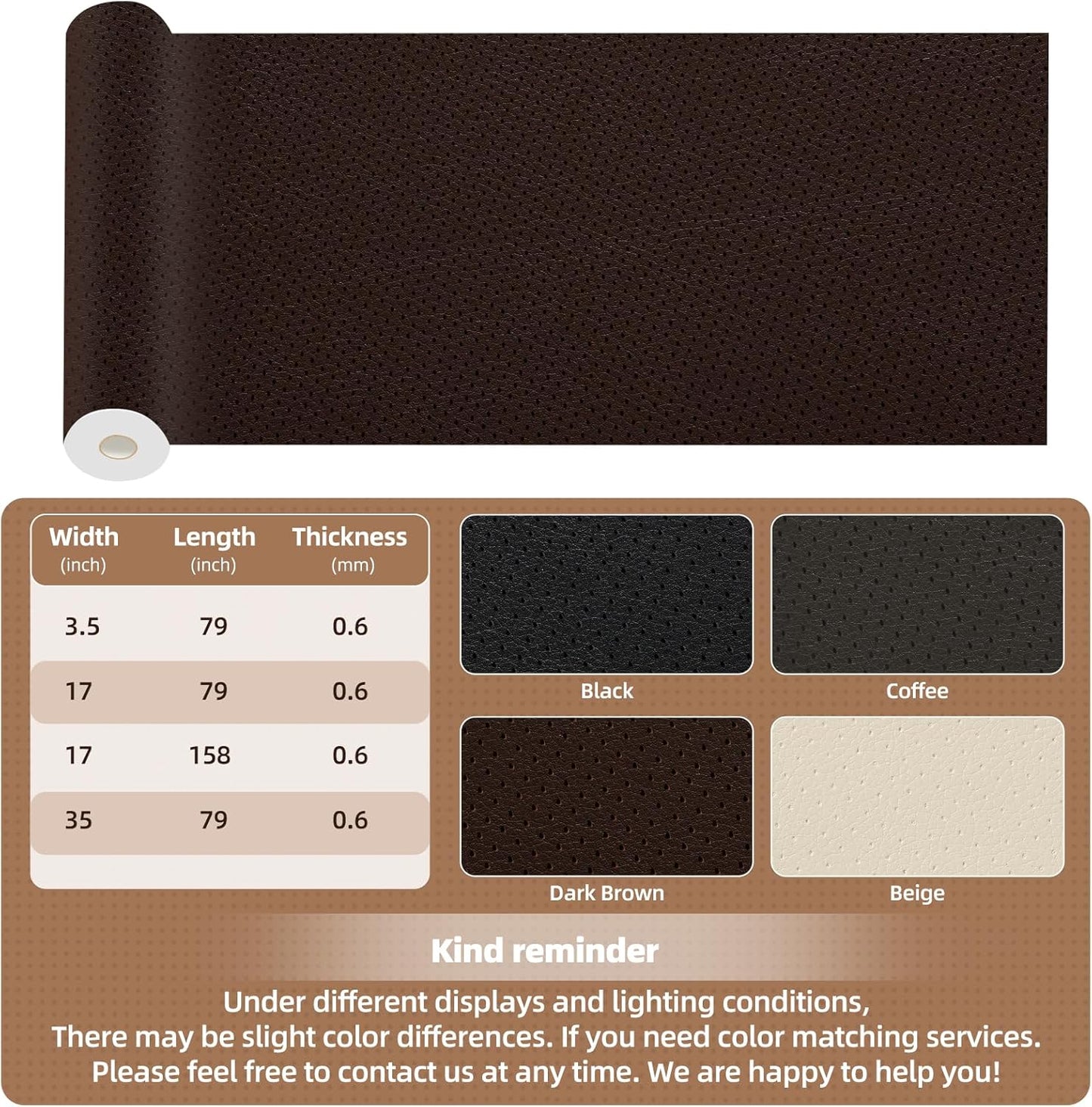 Caedrea Leather Repair Patch – 17x79" Self-Adhesive Waterproof Vinyl Patch for Couch, Furniture, Car Seats & Cabinets, Durable DIY Fix