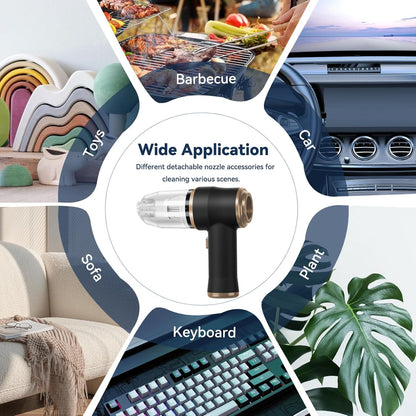 Caedrea 2-in-1 Mini Car Vacuum Cleaner & Air Duster – Portable Cordless Handheld Cleaner with Multi Nozzles, Powerful Suction for Car, Home & Office