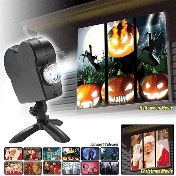 Holiday Window Projector | 12 Animated Movies for Halloween & Christmas