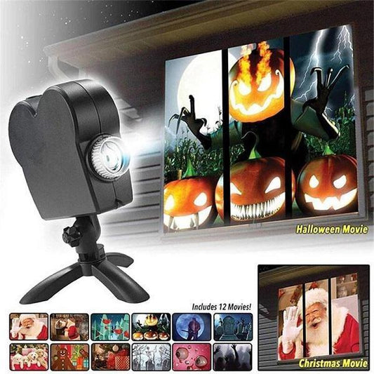 Holiday Window Projector | 12 Animated Movies for Halloween & Christmas