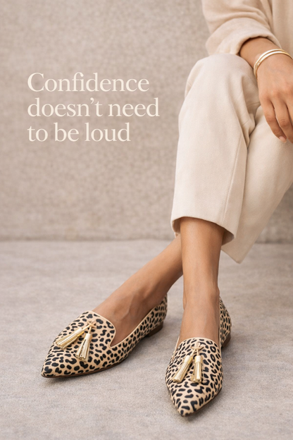 The Caedrea Gold Tassel Loafer — Leopard