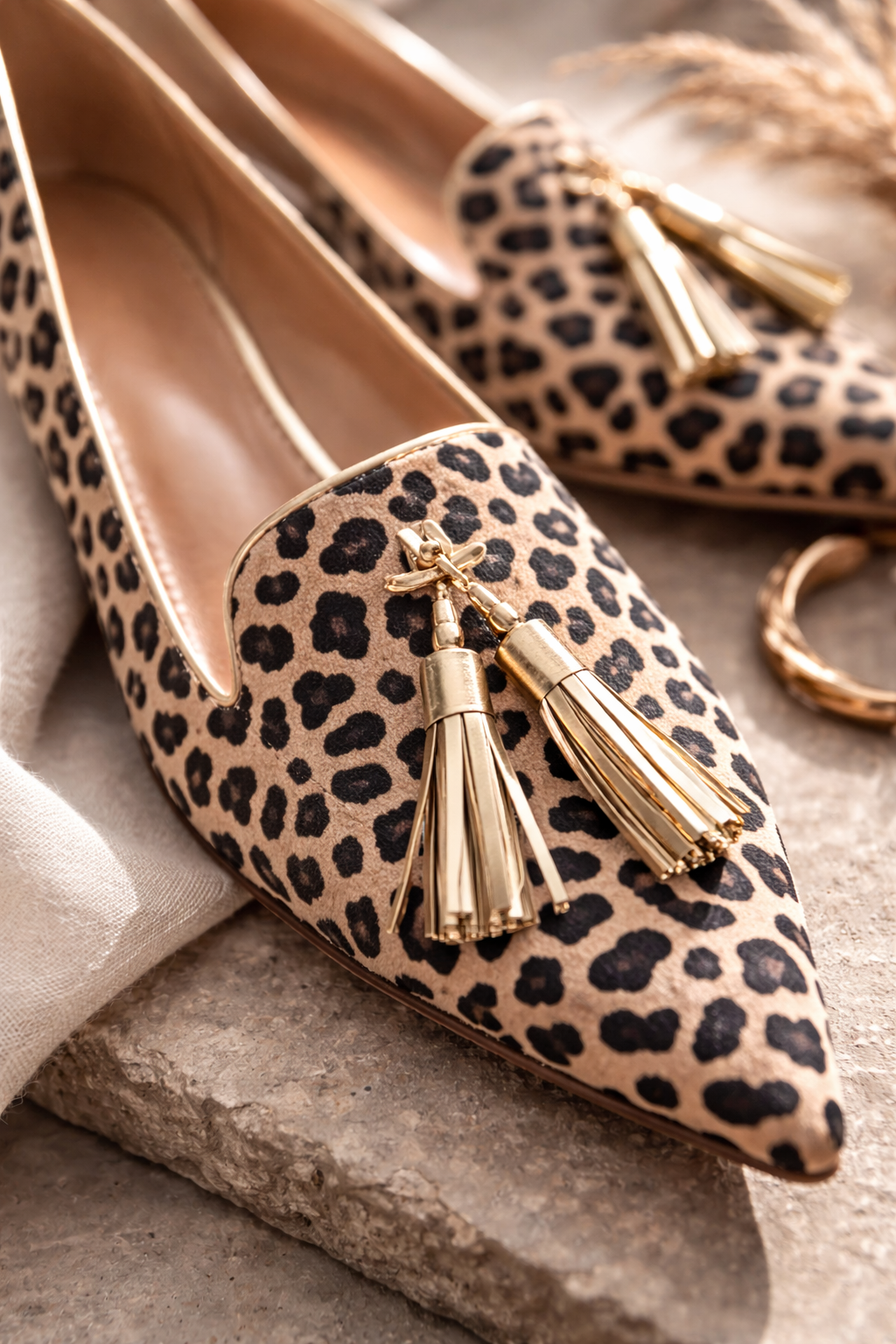 The Caedrea Gold Tassel Loafer — Leopard