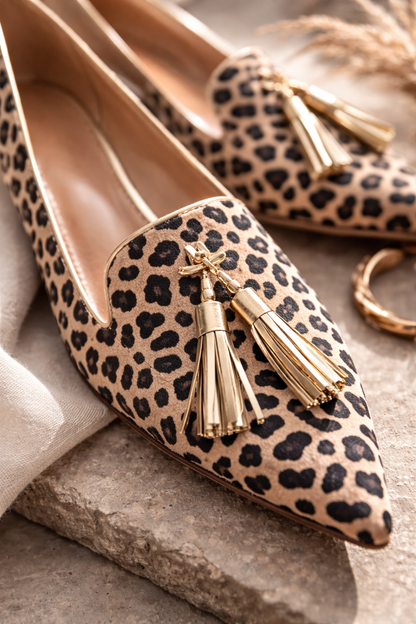 The Caedrea Gold Tassel Loafer — Leopard