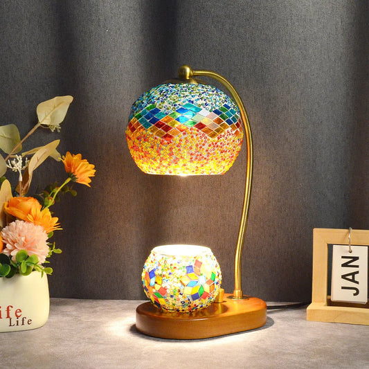 Candle Warmer Lamp Turkish Style Mosaic Multicolor Glass Christmas Gift with Mosaic Aromatherapy Candle Holder for Decoration