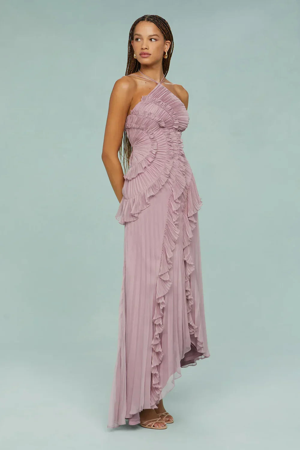 Lavi™ – Sculpted pleats – One-shoulder midi dress