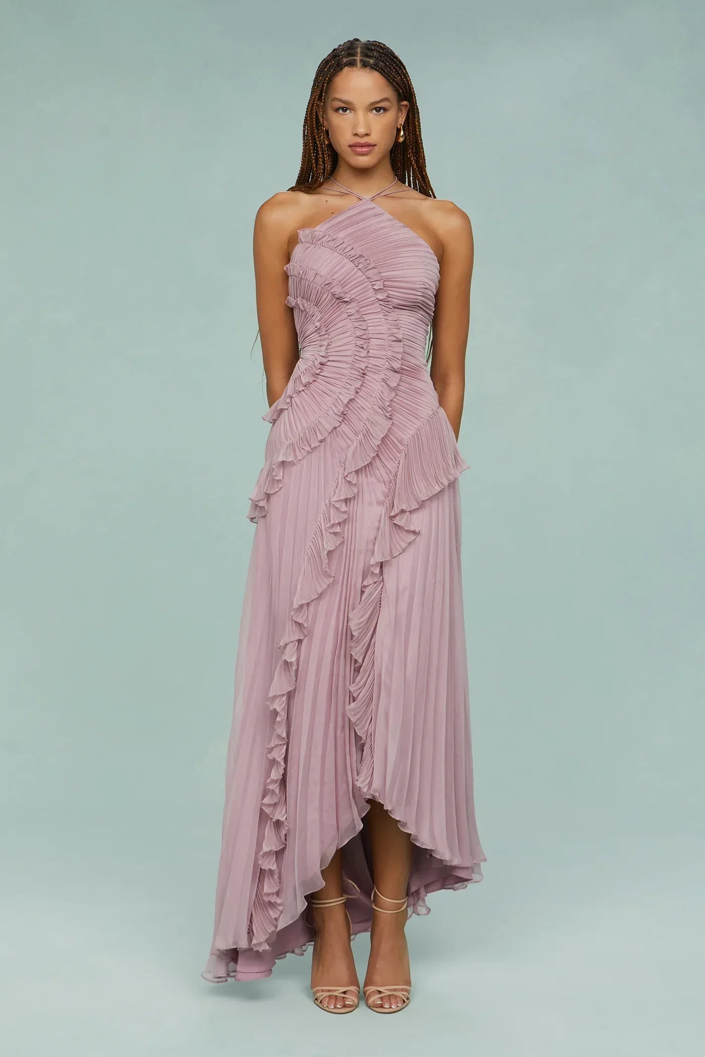 Lavi™ – Sculpted pleats – One-shoulder midi dress