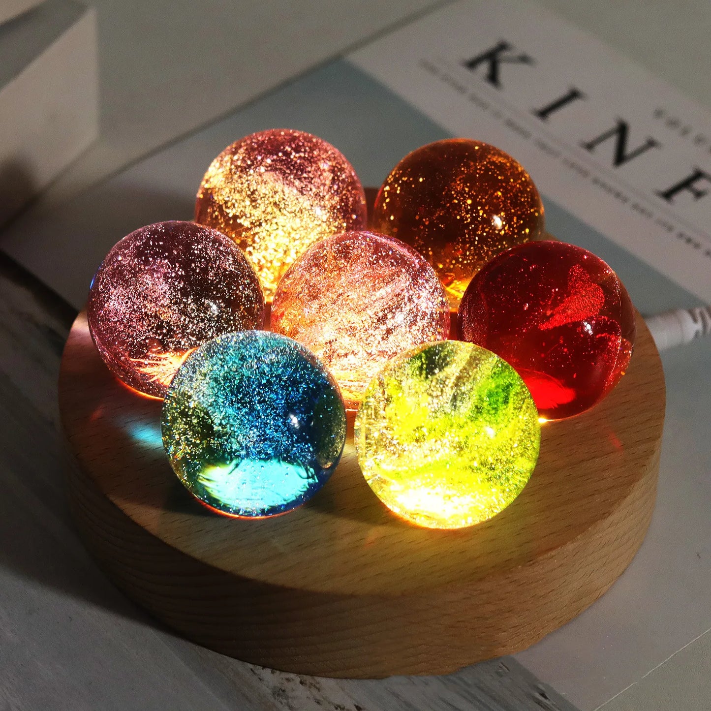 Cosmic Model Glass Ball Beads Glass Ball Seven Star Formation Birthday Gift Home Decor Luminous Planet Astronomy Planets Ball