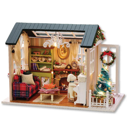 LED DIY Miniature 3D Wooden House Dollhouse Kit