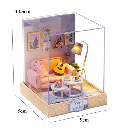 LED DIY Miniature 3D Wooden House Dollhouse Kit