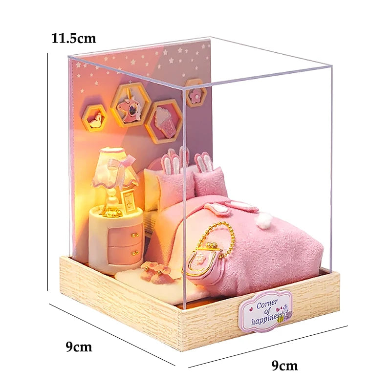 LED DIY Miniature 3D Wooden House Dollhouse Kit
