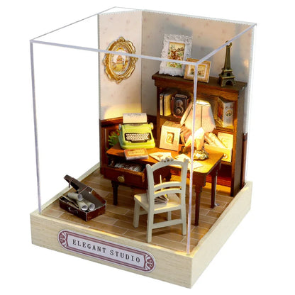 LED DIY Miniature 3D Wooden House Dollhouse Kit