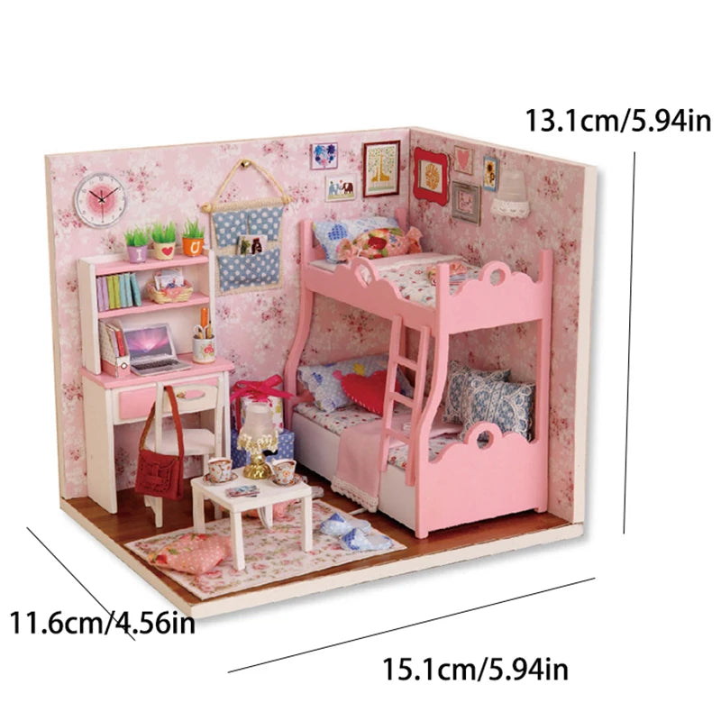 LED DIY Miniature 3D Wooden House Dollhouse Kit