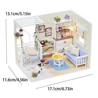 LED DIY Miniature 3D Wooden House Dollhouse Kit