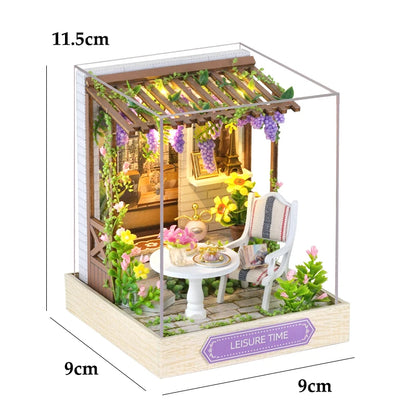LED DIY Miniature 3D Wooden House Dollhouse Kit