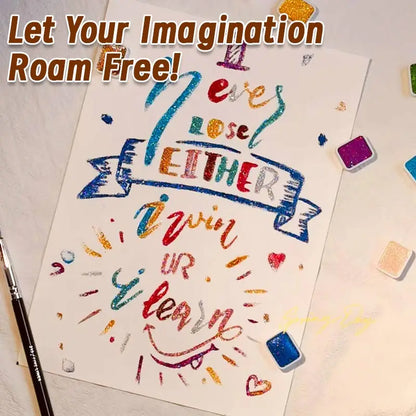 12-Color Laser Solid Watercolor Paint Set for Drawing, Calligraphy,Flower Wrapping,Dyeing,Ideal for Artists, Adults in Festival