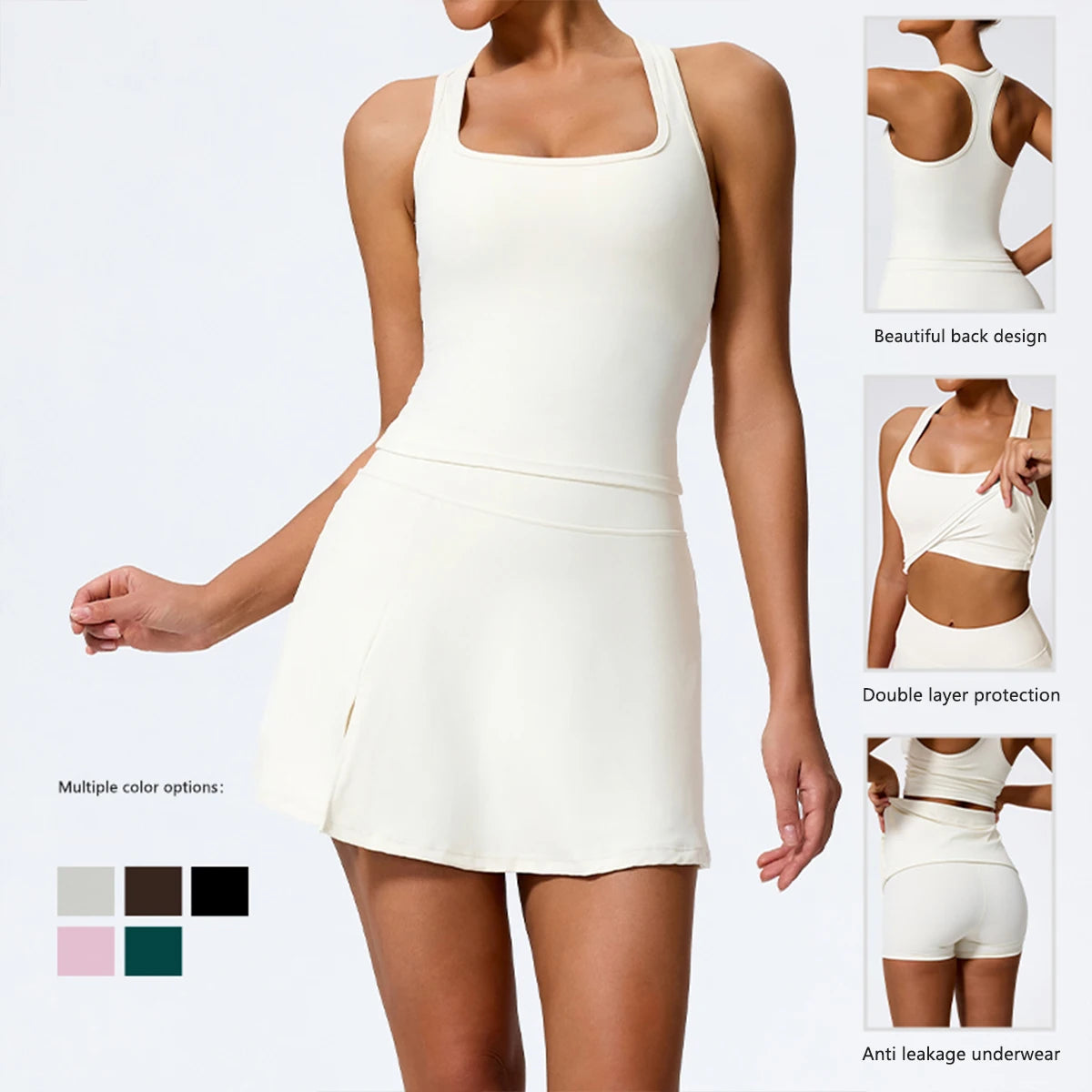 2Pcs Sports Skirt Woman Set High Waist Yoga Set