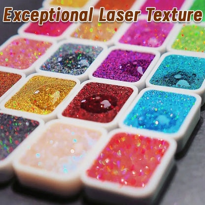 12-Color Laser Solid Watercolor Paint Set for Drawing, Calligraphy,Flower Wrapping,Dyeing,Ideal for Artists, Adults in Festival