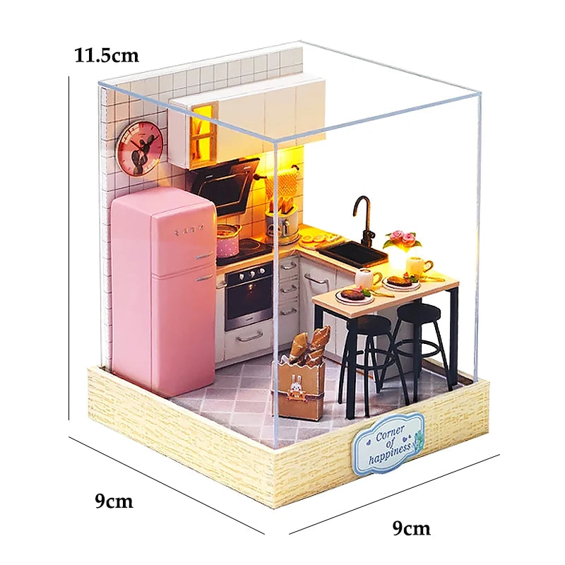 LED DIY Miniature 3D Wooden House Dollhouse Kit
