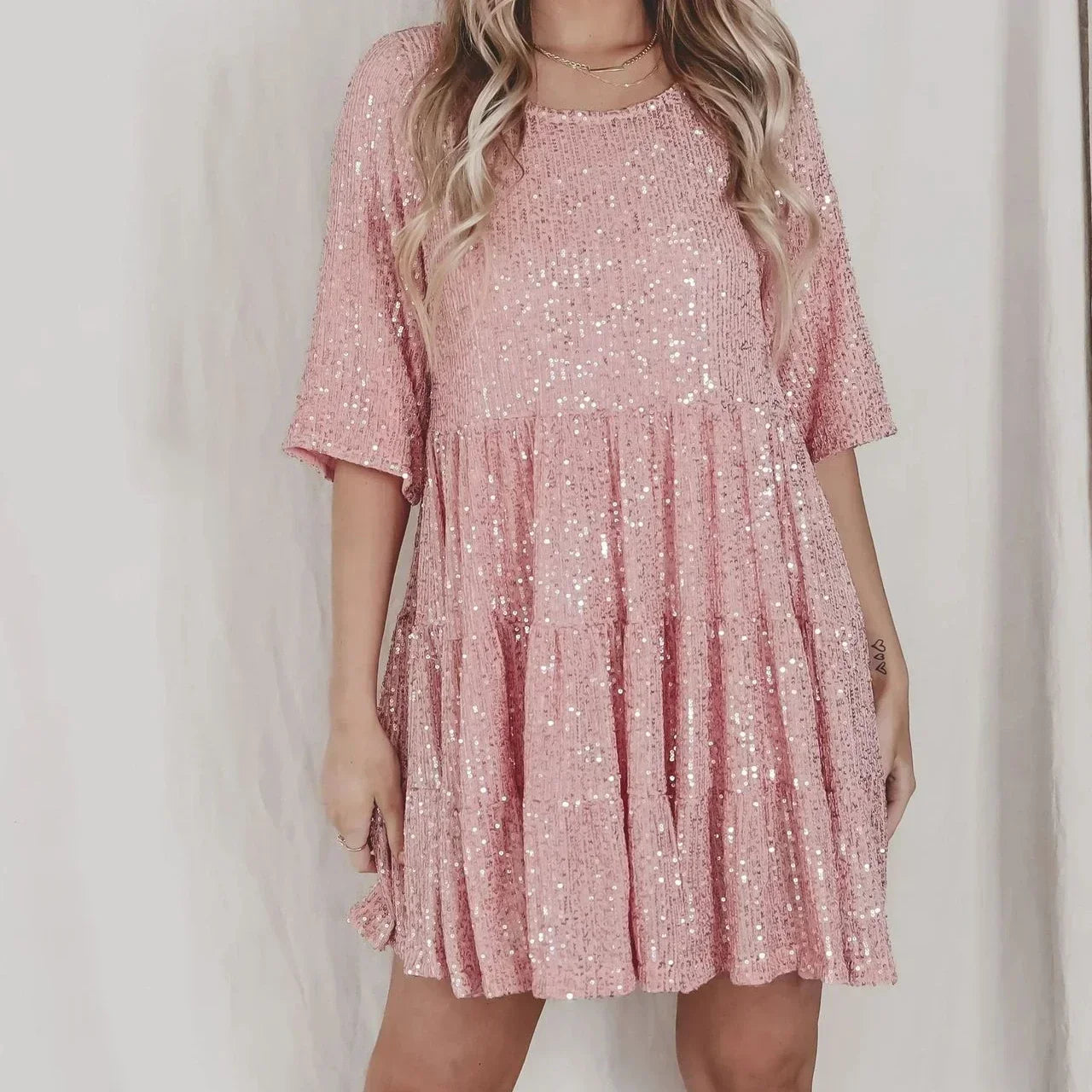 Arina™ - Sequin Baby Doll Dress