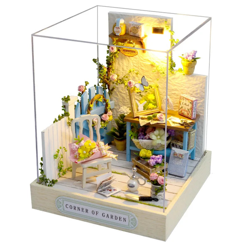 LED DIY Miniature 3D Wooden House Dollhouse Kit