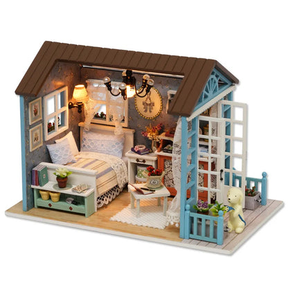 LED DIY Miniature 3D Wooden House Dollhouse Kit