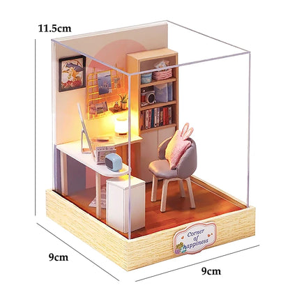 LED DIY Miniature 3D Wooden House Dollhouse Kit