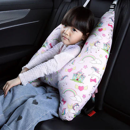 Child travel pillow with secure support