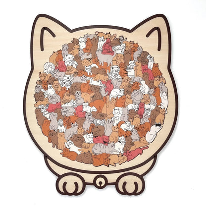 🎁Christmas Sale 51% OFF🎅135-Piece Morandi-Colored Cat Shaped Wooden Jigsaw Puzzle